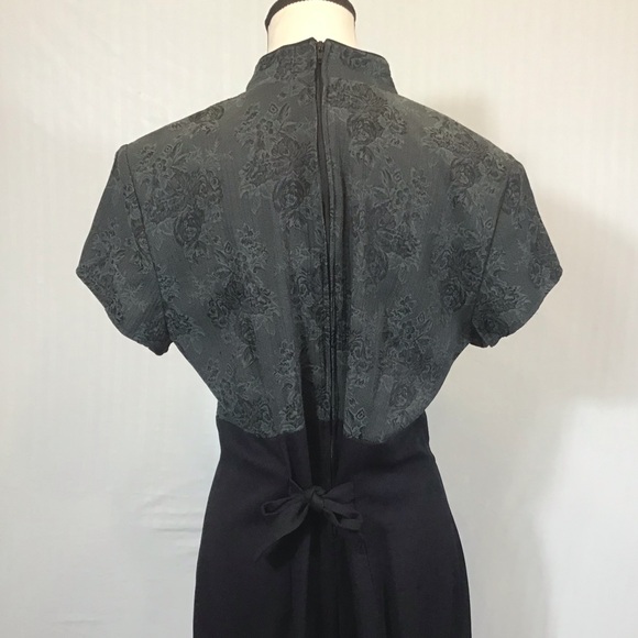 All that Jazz Vintage Womens Maxi Dress Size L Floral Shoulder Pads Button Goth - Picture 12 of 16